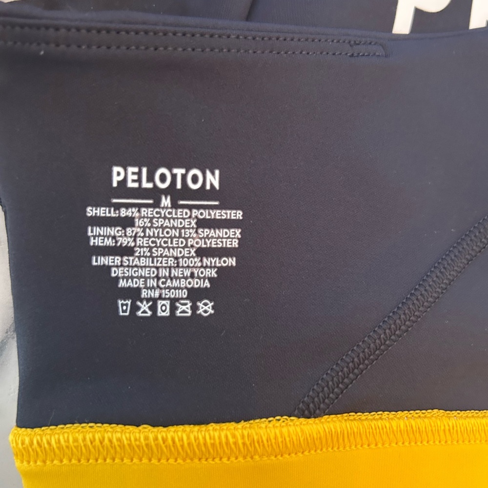 Peloton Black and Gold Sports Bra with Pink Straps - Picture 3 of 3